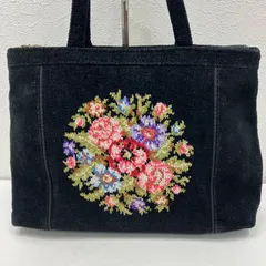7459 FEILER フェイラー  ハンドバッグ　トートバッグ　手提げ　シュニール織り ブラック　黒　花柄　フラワー　シンプル