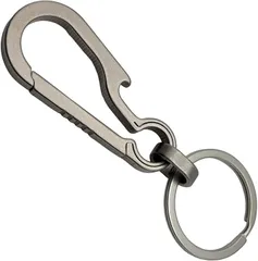 Kitekorosso チタン カラビナ キーホルダー クリップ フック 接続リング キーリング付属 栓抜きタイプ (チタングレー,  小型)