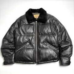 【羊革】AVIREX レザー ダウンジャケット 黒 M フライトジャケット 本革