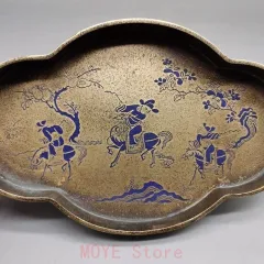 銅 細工 中国茶器 樹紋狩猟図 銅盤 果盤 茶盤銅 茶道具 置物 銅 細工 中国茶器 樹紋狩猟図 銅盤 果盤 茶盤銅 茶道具 置物gy1216