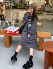 #L158裏起毛フード付きワンピース(新品)