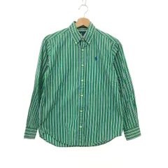 RALPH LAUREN ラルフローレン 長袖ボタンダウンシャツ サイズ:150 150/ストライプ/コットン/ポニー    グリーン レディース / 240001176627