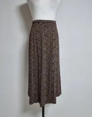 LS46 ブラウン 小花 ロング丈スカート