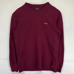 古着 ポロ・ラルフローレン POLO RALPH LAUREN 長袖Tシャツ サーマル ワンポイントロゴ ワッフル生地   レッド メンズ