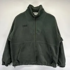 古着 コロンビア Columbia フルジップフリースジャケット 大きいサイズ ワンポイントロゴ 厚手 フルジップ アウトドア 2XL  グリーン系 メンズ