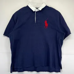 古着 ポロバイラルフローレン Polo by Ralph Lauren 半袖 ポロシャツ 大きいサイズ ラガーシャツ ビックポニー 3XB  ネイビー メンズ
