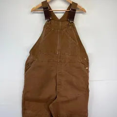 古着 ヴィンテージ カーハート Carhartt USA製 オーバーオール ダック ダブルニー ワーク ワンポイント 山ポケット  ブラウン系 メンズ 古着 ヴィンテージ カーハート Carhartt USA製 オーバーオール ダック
