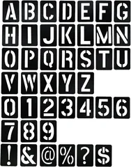 Kitekorosso ステンシルシート アルファベット 文字 数字 記号 42枚 再利用可能 水洗い可能 テンプレート ファブリックアート DIY POP作成 ポスター 塗装 (ブラック)