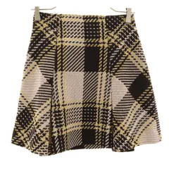 美品 SNIDEL スナイデル ロービングチェック ミニスカート 1 ブラウン系 レディース 古着
