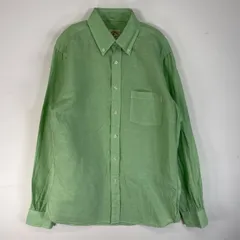 古着 ブルックスブラザーズ Brooks Brothers 長袖シャツ RED FLEECE リネン 胸ポケ S  グリーン系 無地 メンズ