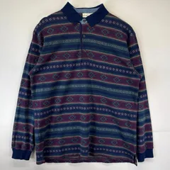 古着 エルエルビーン L.L.Bean 長袖 ポロシャツ ネイティブボーダー柄 アウトドア 襟 3ボタン L マルチカラー メンズ