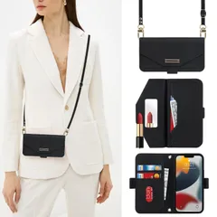 【在庫セール】【Hamany】 スマホケース iphone 13 ショルダー 鏡 いphone13 ケース 手帳型 ストラップ付き ミラー カード収納 財布 iphone 13 ケース クロスボディケース 肩がけ 首掛け 斜め掛け 耐衝撃 レザー アイホン13