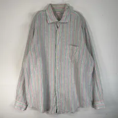 古着 ブルックスブラザーズ Brooks Brothers 長袖シャツ リネン 胸ポケ L マルチカラー ストライプ メンズ