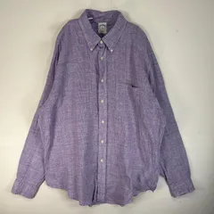 古着 ブルックスブラザーズ Brooks Brothers 長袖シャツ リネン 346 胸ポケ XL  パープル系 チェック メンズ