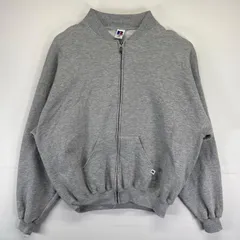 古着 90's/90年代 ラッセル Russell スウェット 大きいサイズ フルジップ 無地 トレーナー ブルゾン 2XL  グレー系 メンズ