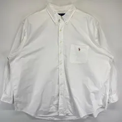 古着 ラルフローレン RALPH LAUREN 長袖シャツ 大きいサイズ ワンポイントロゴ ボタンダウン ポニー 3XB  ホワイト メンズ