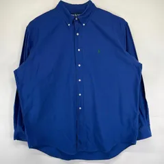 古着 90's/90年代 ラルフローレン RALPH LAUREN 長袖シャツ 大きいサイズ BLAKE ワンポイントロゴ刺繍 2XL  ブルー メンズ