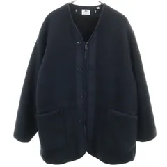 UNIQLO ユニクロ Engineered Garments エンジニアドガーメンツ コラボ ノーカラー フリース コート L ネイビー メンズ 古着