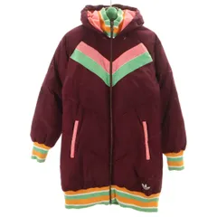 adidas アディダス トレフォイルロゴ刺繍 中綿コート L ボルドー系 レディース 古着