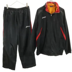 asics アシックス ジップジャケット 上下 セットアップ O ブラック系 メンズ 古着