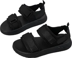 emptio エンプティオ スポーツ サンダル 厚底 面ファスナーストラップ ビーチ モダン 可愛い レディース ウォーキング アウトドア ビーサン 韓国 きれいめ 水遊び オシャレ 通気 (レディブラック,  L)