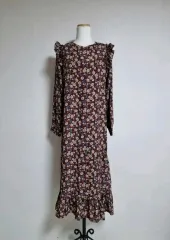 L175フリル小花ロング丈ワンピース
