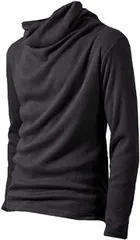 aspersio アスペルシオ メンズ モックネック 無地 インナー シャツ カジュアル ゆったり ハイネック カットソー タートルネック 大きい サイズ 大き目 大きめ ゆる ウェア スリム ロング丈 長袖 スマート 防寒 (グレー,  L)