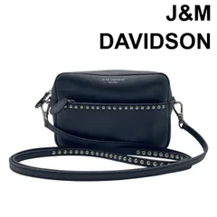 ジェイアンドエムデヴィッドソン J&M DAVIDSON ショルダーバッグ ポーチ スタッズ 2WAY ポシェット コンパクト 黒 レザー レディース 5E393