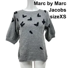■ マークバイマークジェイコブス Marc by Marc Jacobs トップス ニット セーター 半袖 刺繍 可愛い グレー 毛 XS 5号 レディース S5Y396のサムネイル