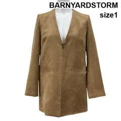 ◇ バンヤードストーム BARNYARDSTORM フェイクスエード ノーカラージャケット 長袖 Vネック ミドル丈 キャメル 1 M 9号 レディース S5Y393