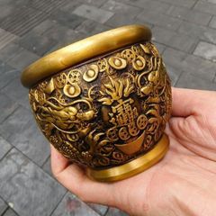 銅器 五虎聚福気筒 灰皿 香炉 装飾品 工芸品 置物 - メルカリ
