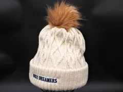 ROXY ロキシー フェイクファーポンポン付き ニット帽 アイボリー ◆■ レディース