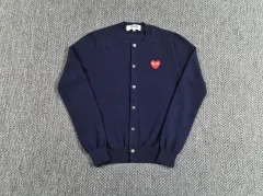 コム・デ・ギャルソン ネイビ ー ラウンドネック カーディガン