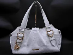 Samantha Thavasa サマンサタバサ フェイクレザー 型押し チャーム付き ハンド バッグ 白 ■■ レディース