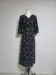 L92小花半袖ロングワンピース