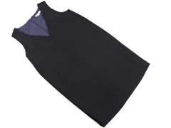 NATURAL BEAUTY BASIC ナチュラルビューティーベーシック ウール混 Vネック Iライン ワンピース sizeM/濃紺 ◇■ レディース