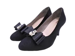 ORiental TRaffic オリエンタルトラフィック リボン付 ミドルヒール パンプス size34（22ｃｍ）/黒 ■■ レディース