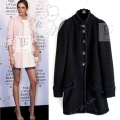シャネル ジャケット コート CHANEL ブラック ネイビー スタンドカラー