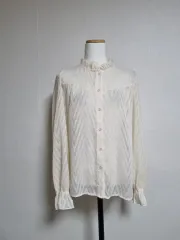 BL212アイボリー 小花 フリル ブラウス