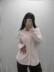 ポロラルフローレン ヴィンテージ 華奢 ピンク ストライプ オックスフォード シャツ L C07564