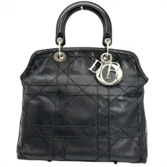 ディオール Dior レディディオール カナージュ ハンドバッグ 2WAY レザー ブラック シルバー金具 レディース【中古】
