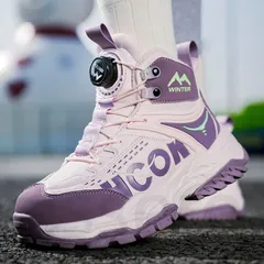 子供用 スノーブーツ 極寒対応 防寒防水 滑り止め 裏起毛 ミドル丈 雪靴 厚底 21.5cm-23.5cm ピンク