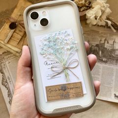 みるくそーだ】スマホに挟める ミニブーケ ドライフラワー インナー