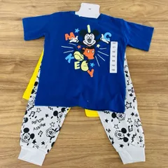 新品タグ付き キッズ服 半袖 Tシャツ ズボン 3着セット 100サイズ ディズニー ミッキーマウス /302297在★9