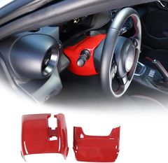 DIYUCAR トヨタ GR86 ZN8 スバル BRZ ZD8 2022 2023に対応 ハンドルカバー ステアリングホイールカバー インテリアパネル 保護カバー ステアリングパネル 内装パーツ カスタム アクセサリー ABS樹脂製 (レッド)