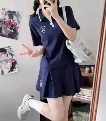 ネイビー プリーツ スカート セット (新品)