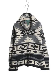 【お得なクーポン配布中!】 00s ローレン ラルフローレン ネイティブ ショールカラー ニット カーディガン レディース L 程/ 古着 オールド ポロ ハンドメイド 前開き