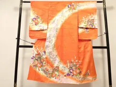 平和屋着物[]七五三　女の子　７歳　祝着　四つ身　襦袢付き　御所車鴛鴦花文　暈し染め　金彩　逸品　DAAY3278ma