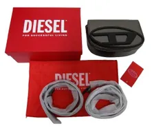 □【美品】ディーゼル DIESEL 1DR 3way ショルダーバッグ/ハンドバッグ/ポーチ メタリックダークブラウン ビッグロゴ ショルダー紐未使用■管理番号L29639YER-251216-8K（990）
