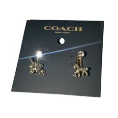 COACH F33379 GLD ONE Gold Carriage Horse Earrings (Brand New)